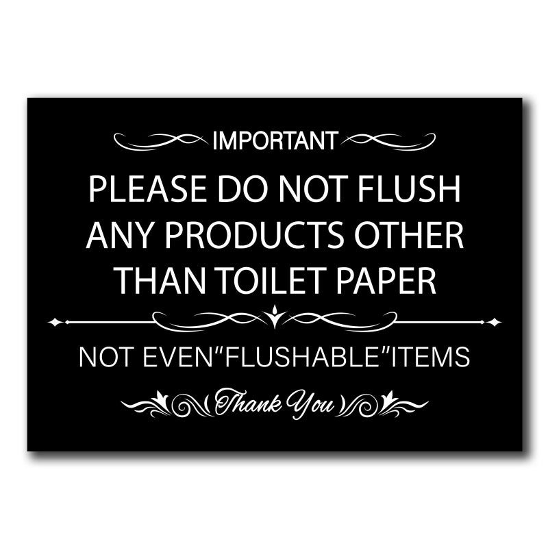 LONGMUU Please Do Not Flush Sign for Bathroom, Waterproof Do Not Flush Anything Except Toilet Paper Sign Self-adhesive Restroom Etiquette Sticker for Business and Home(Black) - Image 1